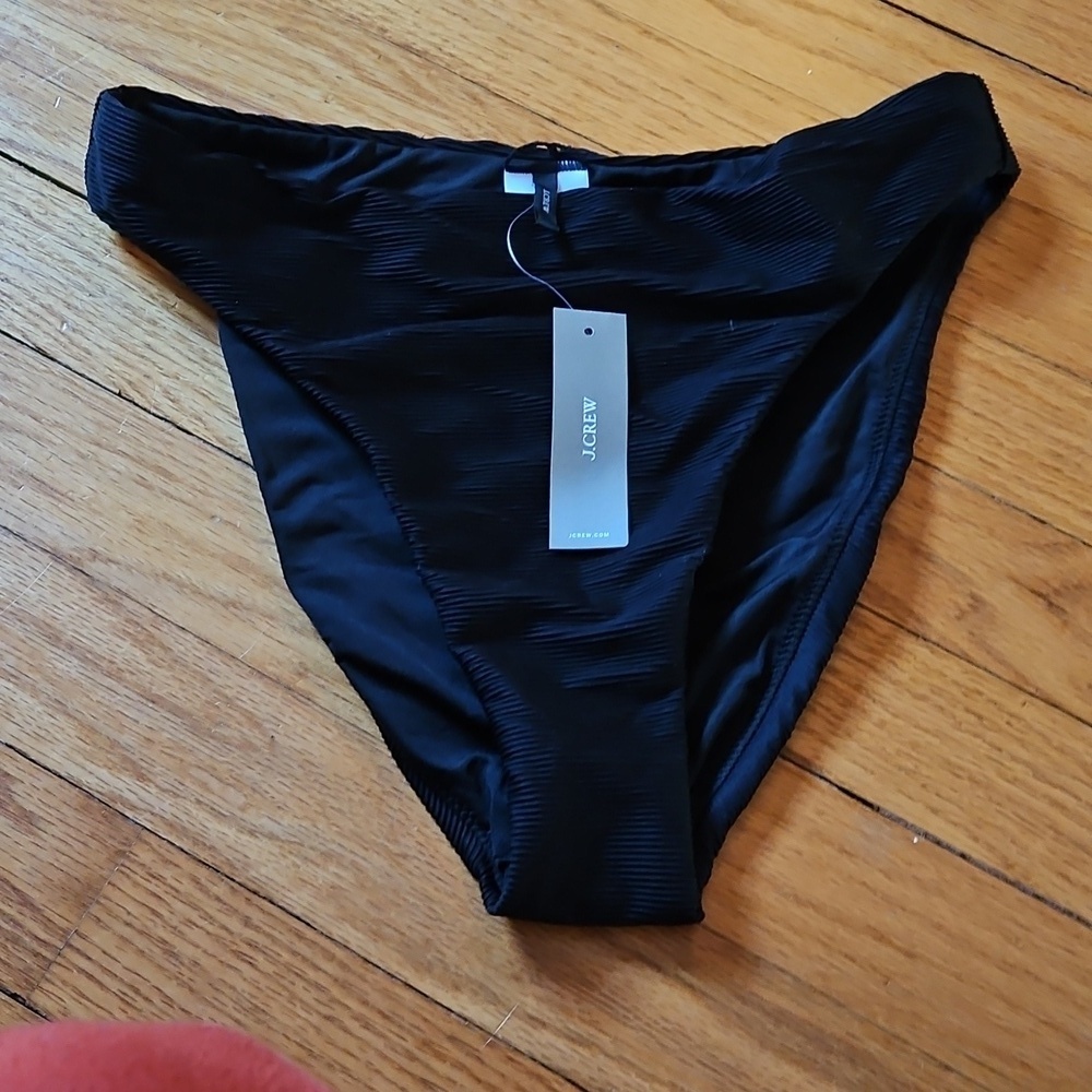 J Crew Black Textured Bikini Bottom, Brand New With Tags & Liner, Sz S